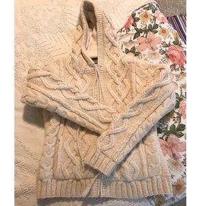 Aran Sweater Market cream wool zip coat